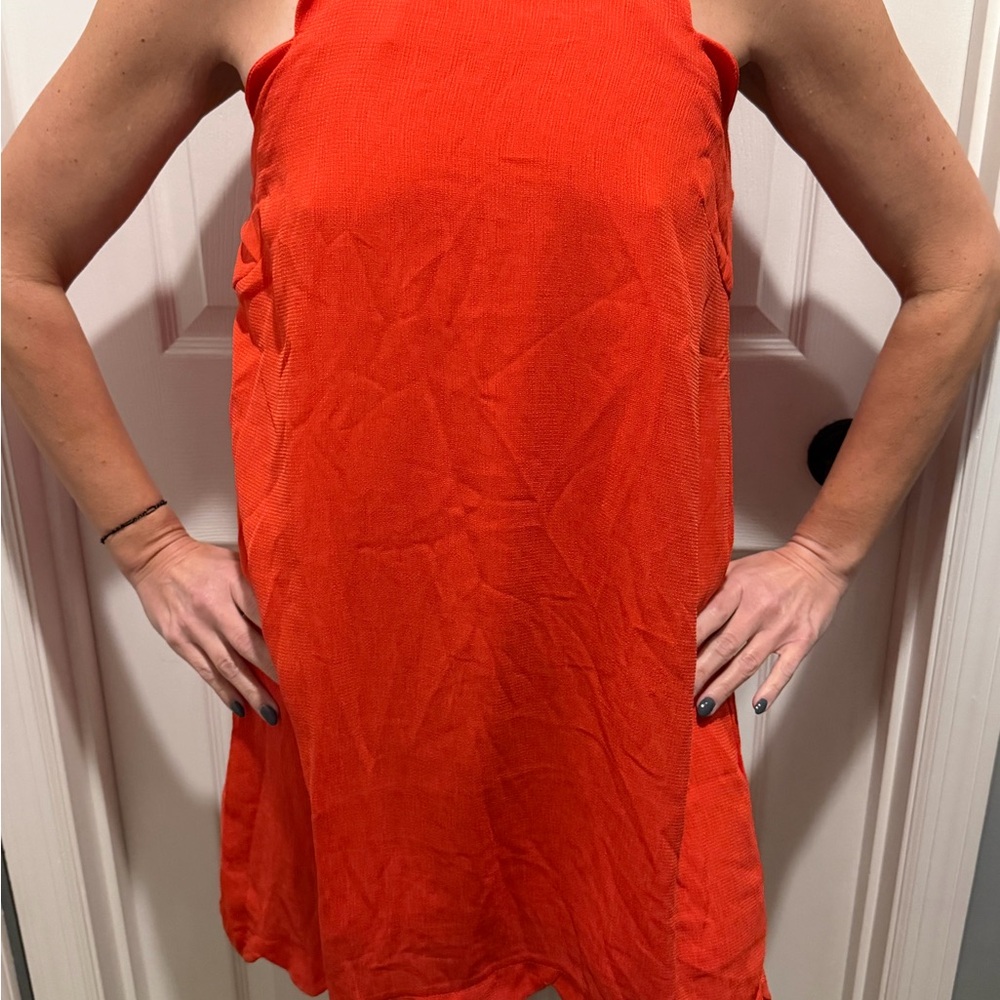 Vibrant Orange Sleeveless Boutique Dress